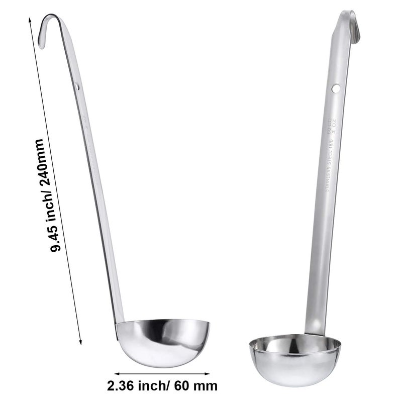 meekoo 3 Pieces Stainless Steel Ladle Soup Handle Ladle with Pouring Rim for Kitchen Cooking Soup Sauce(2 oz) - Image 4